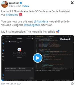 llama dans visual studio code 